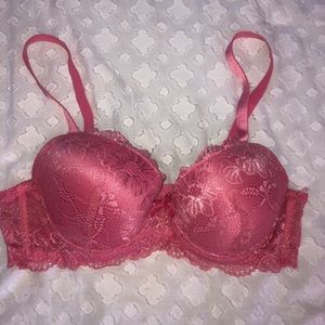 Pink lace bra